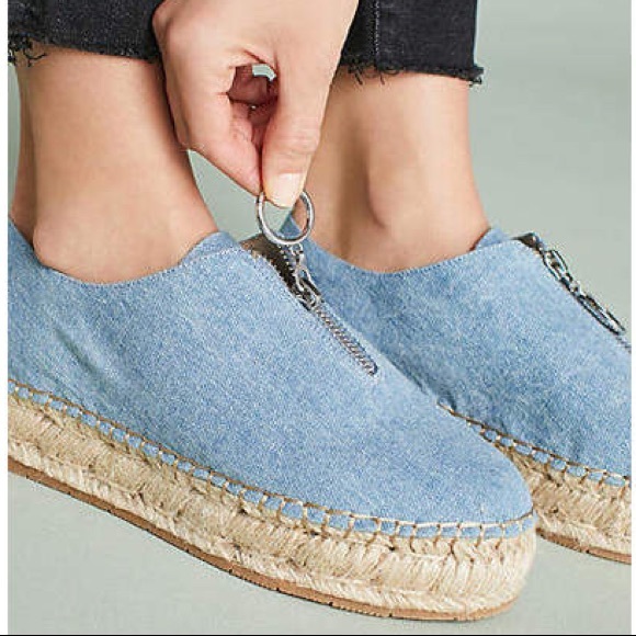 Blue Canvas Jute Wrap Platform Espadrille Sneaker - Picture 3 of 3